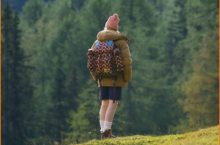 A model wearing The North Face x Gucci.